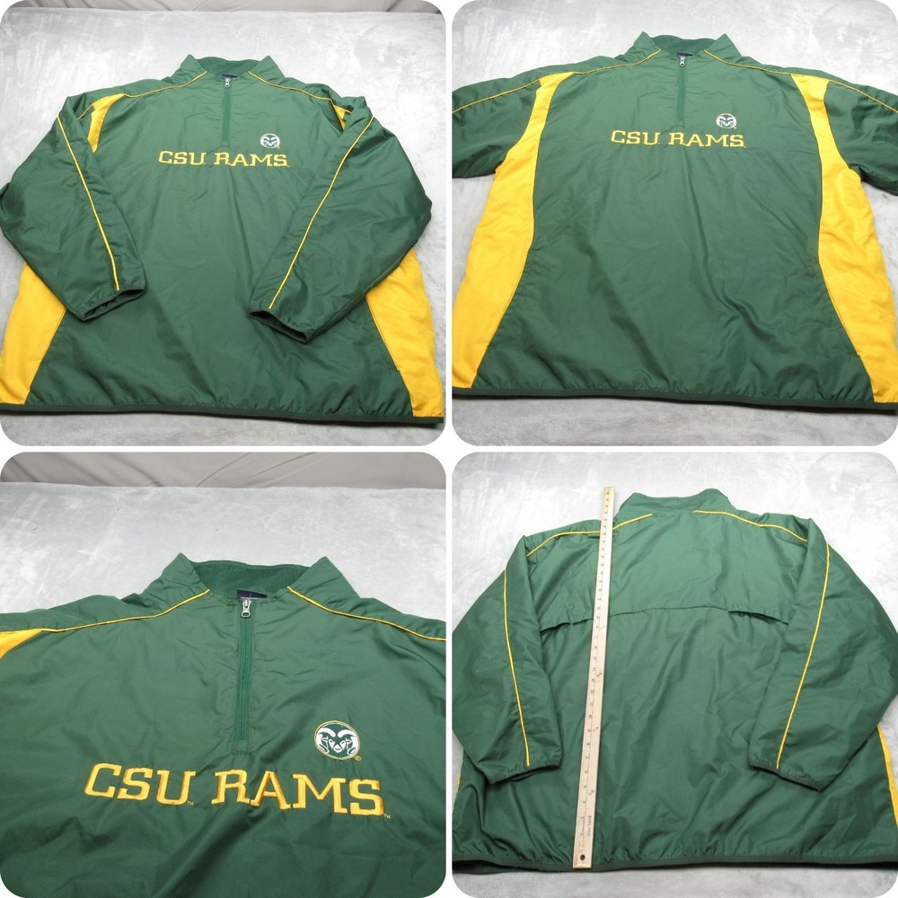 CSU Rams Windbreaker Mens 2XL Green Water Resistant Jacket Anorak‎ Colorado NCAA